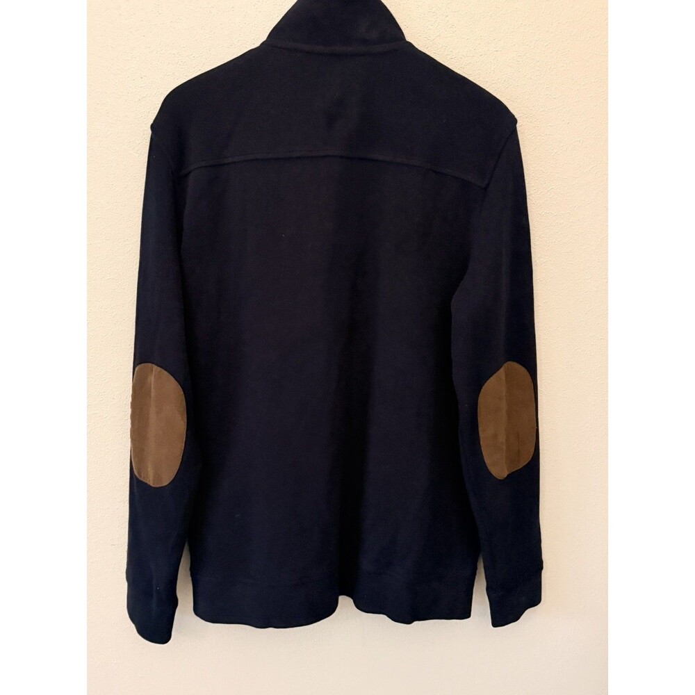 Jos. A. Bank Reserve Button Cardigan Navy Blue Elbow Patches Jacket academia